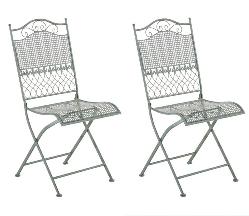 TPFGarden Gartenstuhl Kirstin - 2er-Set für Garten, Balkon, Terrasse (Metalltische aus handgefertigtem Eisen / Bistrotisch outdoor, 2 St), Maße (HxBxT): 91 x 41 x 50 cm - Sitzhöhe: 45 cm - Farbe: antik-grün von TPFGarden