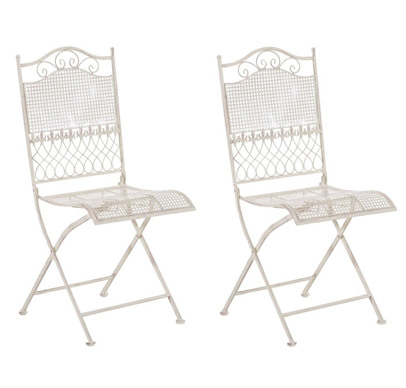 TPFGarden Gartenstuhl Kirstin - 2er-Set für Garten, Balkon, Terrasse (Metalltische aus handgefertigtem Eisen / Bistrotisch outdoor, 2 St), Maße (HxBxT): 91 x 41 x 50 cm - Sitzhöhe: 45 cm - Farbe: antik-creme von TPFGarden