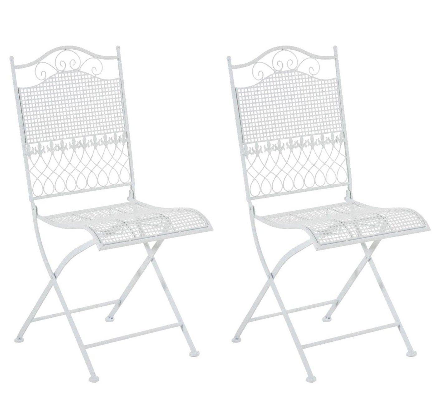 TPFGarden Gartenstuhl Kirstin - 2er-Set für Garten, Balkon, Terrasse (Metalltische aus handgefertigtem Eisen / Bistrotisch outdoor, 2 St), Maße (HxBxT): 91 x 41 x 50 cm - Sitzhöhe: 45 cm - Farbe: weiß von TPFGarden