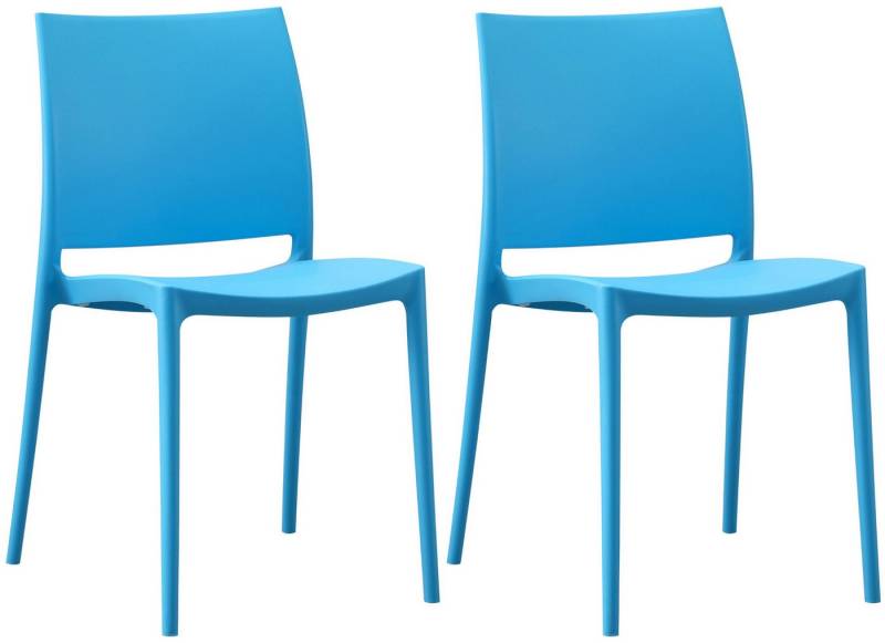 TPFGarden Gartenstuhl Merle - für Garten, Balkon, Terrasse - Farbe: blau (Hochwertiger und stabiler Gartenstuhl aus Polypropylen, 2 St), Balkonstuhl, Bistrostuhl - Maße (TxBxH): 49 x 42 x 81cm von TPFGarden