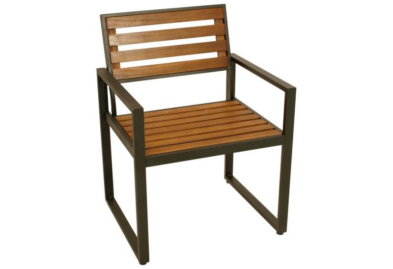 TPFGarden Gartenstuhl PRESTON (Gartensessel - Gestell Stahl anthrazit, Sitzfläche und Lehne Akazie), Hochwertiger Outdoor Stuhl mit den Maßen (BxHxT): 67 x 87.5 x 61.5 cm von TPFGarden