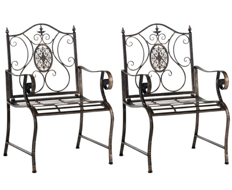 TPFGarden Gartenstuhl Puncho - für Garten, Balkon, Terrasse - Farbe: antik braun (Hochwertiger und stabiler Metallstuhl aus handgefertigtem Eisen, 2 St), Balkonstuhl, Bistrostuhl - Maße (TxBxH): 53 x 62 x 94cm von TPFGarden