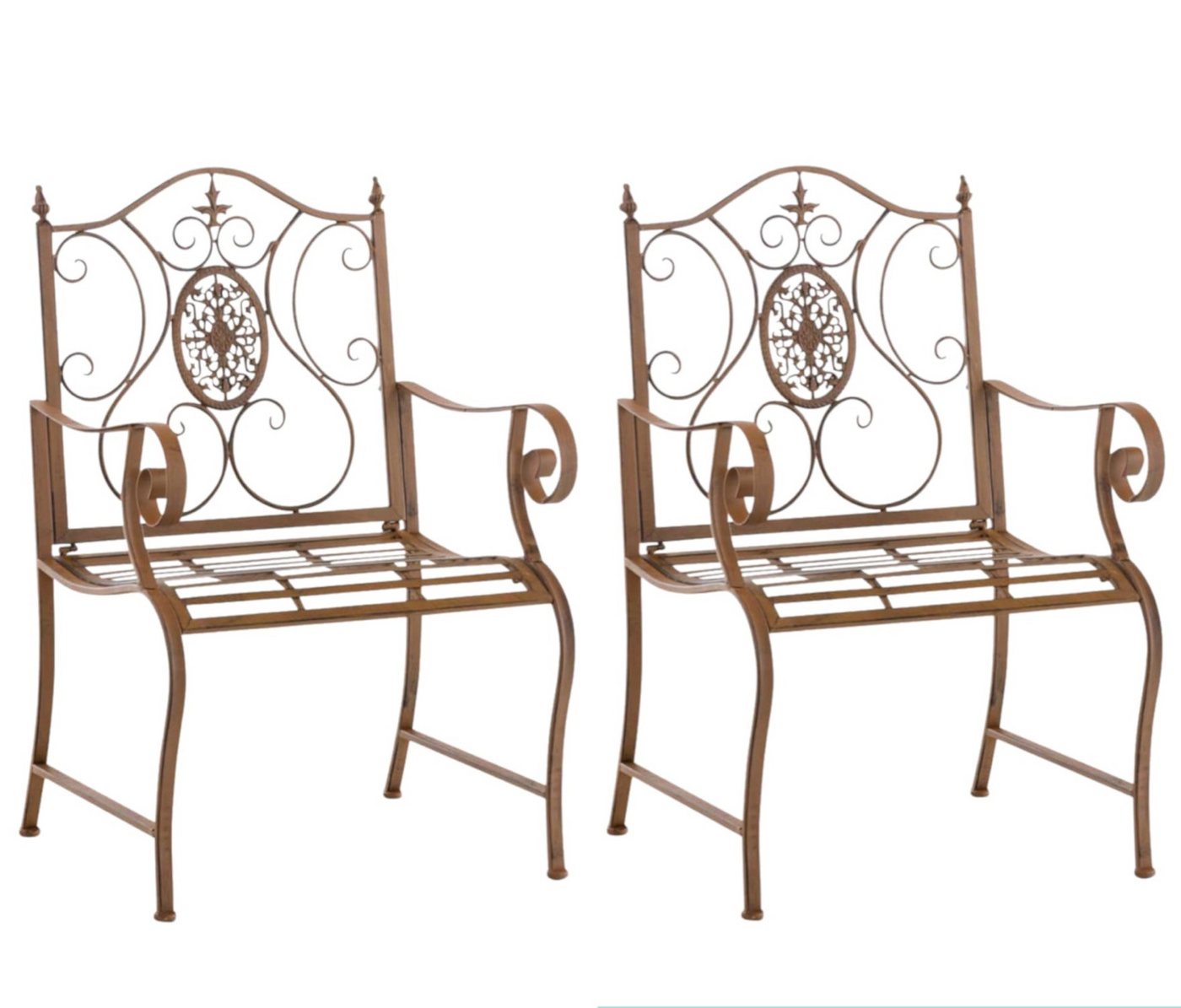 TPFGarden Gartenstuhl Puncho - für Garten, Balkon, Terrasse - Farbe: antik braun (Hochwertiger und stabiler Metallstuhl aus handgefertigtem Eisen, 2 St), Balkonstuhl, Bistrostuhl - Maße (TxBxH): 53 x 62 x 94cm von TPFGarden