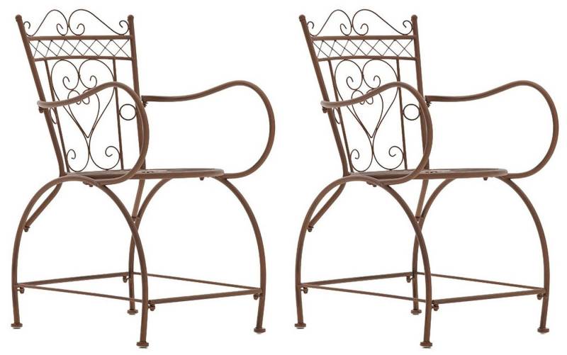TPFGarden Gartenstuhl Sheen - 2er-Set für Garten, Balkon, Terrasse (Metalltische aus handgefertigtem Eisen / Bistrotisch outdoor, 2 St), Maße (HxBxT): 88 x 48 x 48 cm - Sitzhöhe: 43 cm - Farbe: antik braun von TPFGarden