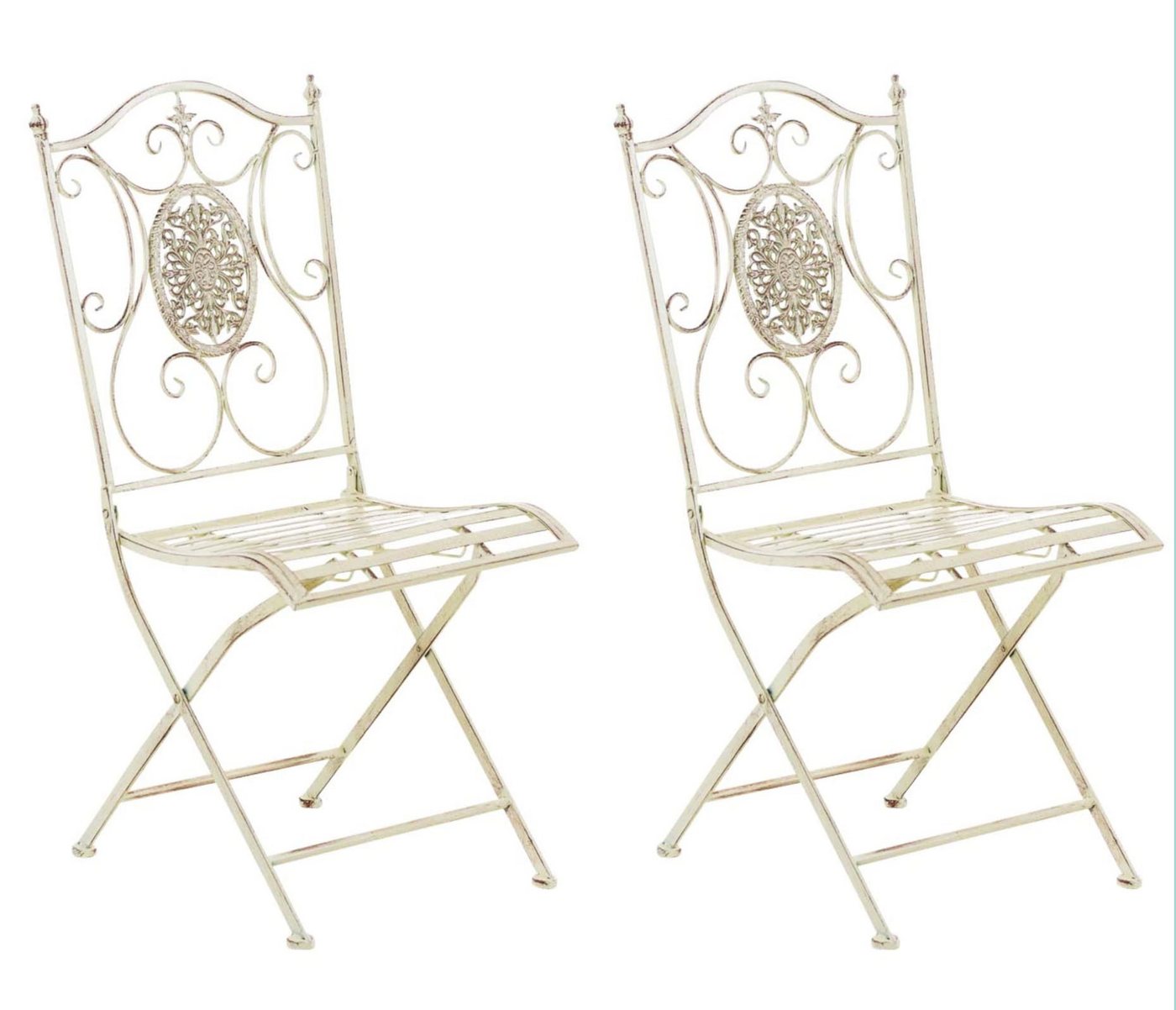 TPFGarden Gartenstuhl Sidan - für Garten, Balkon, Terrasse - Farbe: antik-creme (Hochwertiger und stabiler Gartenstuhl aus Eisen, 2 St), Balkonstuhl, Bistrostuhl - Maße (TxBxH): 49 x 42 x 91.5cm von TPFGarden