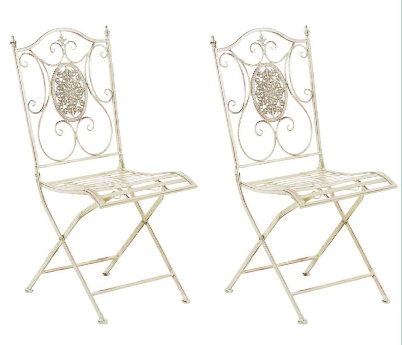 TPFGarden Gartenstuhl Sidan - für Garten, Balkon, Terrasse - Farbe: antik-creme (Hochwertiger und stabiler Gartenstuhl aus Eisen, 2 St), Balkonstuhl, Bistrostuhl - Maße (TxBxH): 49 x 42 x 91.5cm von TPFGarden