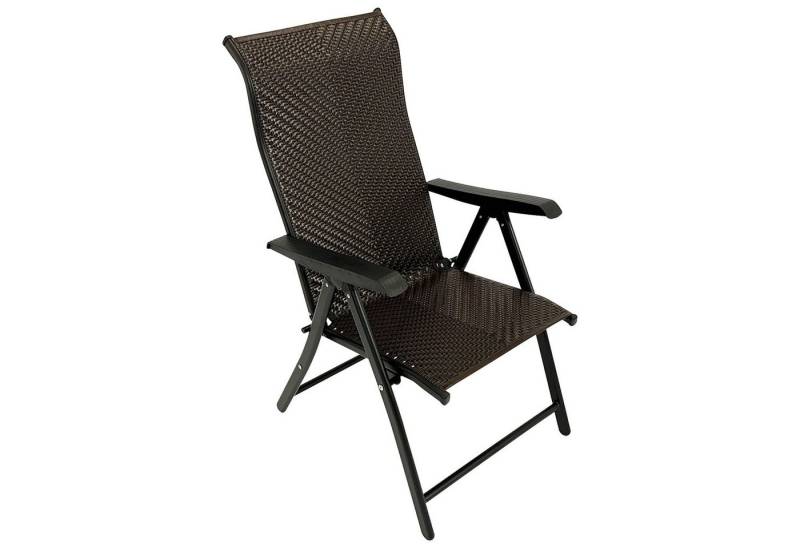 TPFGarden Gartenstuhl WASHINGTON (2er Set Klappsessel - Hochlehner - Stahl grau - Polyrattan braun), Hochwertiger Outdoor Stuhl mit den Maßen (BxHxT): 58 x 111 x 71 cm von TPFGarden