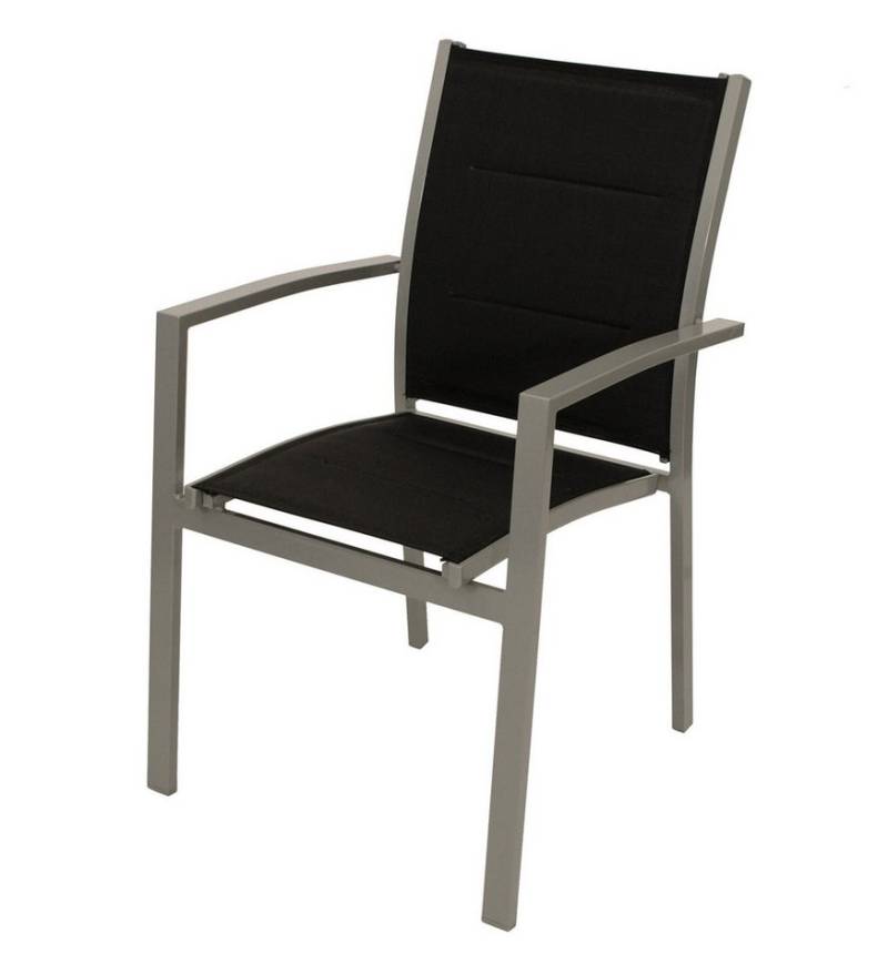 TPFGarden Gartenstuhl WREXHAM (4-er Set Stapelsessel mit Armlehnen - Aluminium silberfarben), Hochwertiger Outdoor Stuhl mit den Maßen (BxHxT): 56 x 90 x 60 cm von TPFGarden