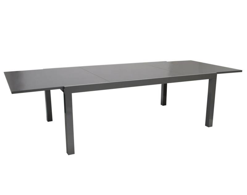 TPFGarden Gartentisch ASHFORD (Großer Ausziehtisch - Gestell Aluminium grau - Hochwertig verarbeitet, Tischplatte Glas grau bedruckt. Ausziehbar von 180cm auf 240cm), Esstisch - Terrassentisch - Maße (BxHxT): 100 x 75 x 180/240 cm von TPFGarden