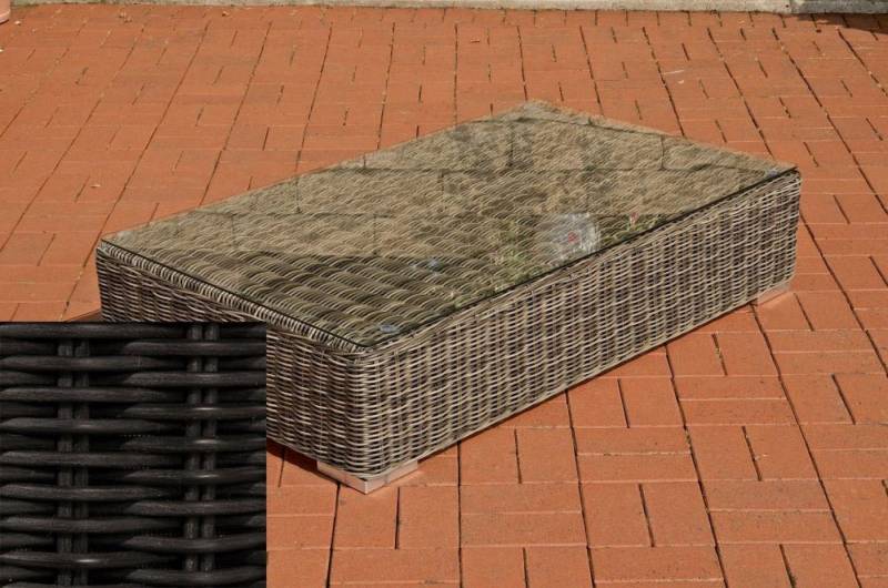TPFGarden Gartentisch Arno - Loungetisch für Garten, Balkon, Terrasse (Hochwertiger Outdoor Tisch aus UV-beständigem Polyrattan, 1-St., Stabiler Loungetisch mit pulverbeschichtetem Aluminium-Gestell), Maße (BxLxH): 50 x 100 x 36cm - Farbe: schwarz von TPFGarden