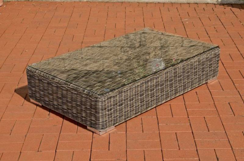 TPFGarden Gartentisch Arno - Loungetisch für Garten, Balkon, Terrasse (Hochwertiger Outdoor Tisch aus UV-beständigem Polyrattan, 1-St., Stabiler Loungetisch mit pulverbeschichtetem Aluminium-Gestell), Maße (BxLxH): 50 x 100 x 36cm - Farbe: grau-meliert von TPFGarden