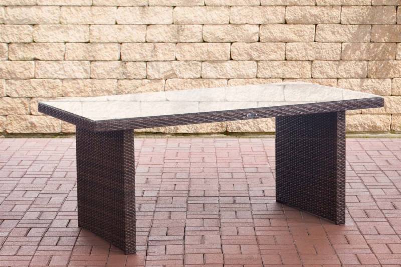 TPFGarden Gartentisch Avan - Esstisch für Garten, Balkon, Terrasse (Hochwertiger Outdoor Esstisch aus UV-beständigem Polyrattan, 1-St., Stabiler Garten Esstisch - Tischplatte 5 mm Klarglas), Maße (BxLxH): 90 x 180 x 74,5cm - Farbe: braun-meliert von TPFGarden