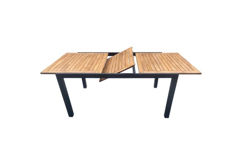 TPFGarden Gartentisch CANTERBURY (Ausziehtisch - Gartentisch Alu in dunkelgrau und Akazie, Hochwertiger und robuster Outdoor Tisch), Esstisch - Terrassentisch - Maße (BxHxT): 90 x 75 x 150,0 - 200,0 cm von TPFGarden