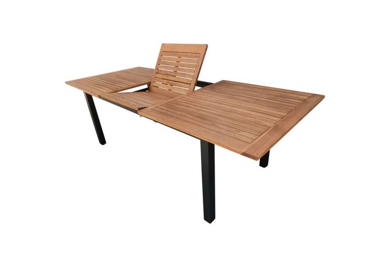TPFGarden Gartentisch CANTERBURY (Ausziehtisch mit Verlängerungselement in Butterfly Technik, Gartentisch Aluminium grau - Tischplatte Akazie - FSC®-zertifiziert), Esstisch - Terrassentisch - Maße (BxHxT): 100 x 75 x 180 - 240 cm von TPFGarden