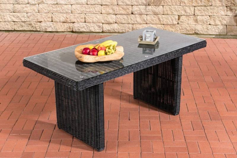 TPFGarden Gartentisch Lago - Esstisch für Garten, Balkon, Terrasse (Hochwertiger Outdoor Esstisch aus UV-beständigem Polyrattan, 1-St., Stabiler Garten Esstisch - Tischplatte 5 mm Klarglas), Maße (BxLxH): 80 x 160 x 74cm - Farbe: schwarz von TPFGarden