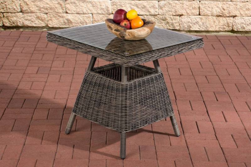 TPFGarden Gartentisch Lucea - Loungetisch für Garten, Balkon, Terrasse (Hochwertiger Outdoor Sofatisch aus UV-beständigem Polyrattan, 1-St., Stabiler Garten- Loungetisch - Tischplatte 5 mm Klarglas), Maße (BxLxH): 69 x 69 x 66cm - Farbe: grau-meliert von TPFGarden