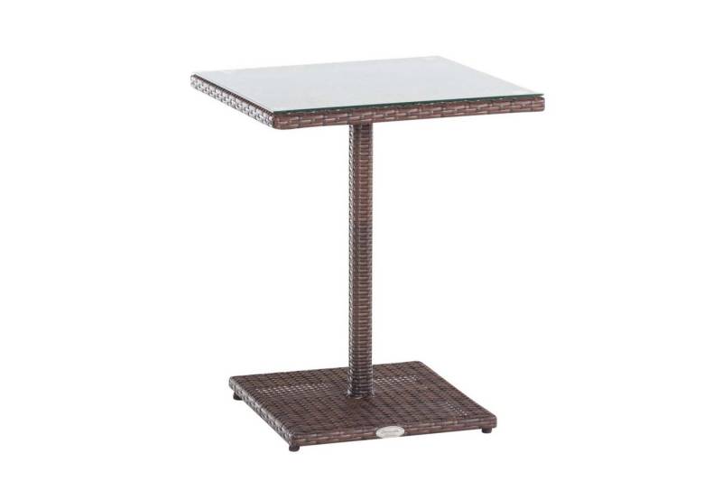 TPFGarden Gartentisch Parlo - Loungetisch für Garten, Balkon, Terrasse (Hochwertiger Outdoor Sofatisch aus UV-beständigem Polyrattan, 1-St., Stabiler Garten- Loungetisch - Tischplatte 5 mm Klarglas), Maße (BxLxH): 59 x 59 x 72,5cm - Farbe: braun-meliert von TPFGarden