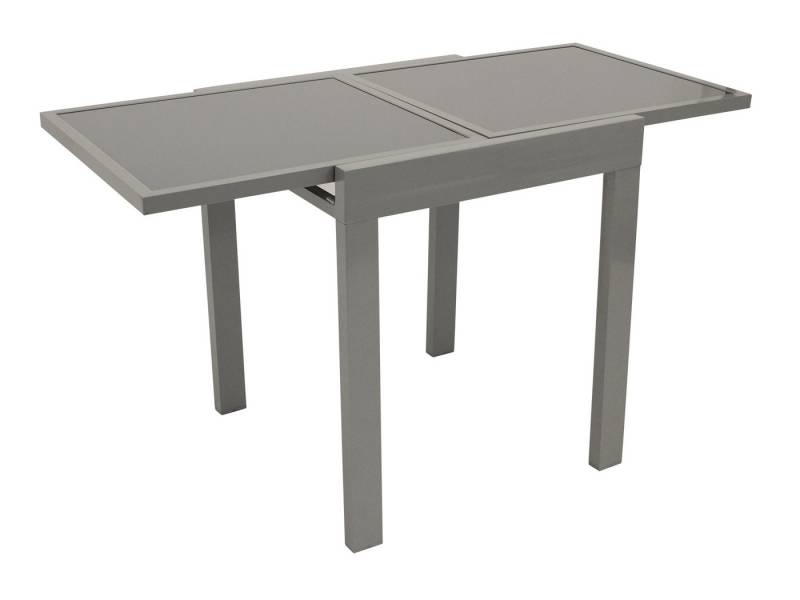 TPFGarden Gartentisch WALES (Balkontisch - Aluminiumgestell in grau - Tischplatte Glas, Hochwertiger Gartentisch ausziehbar von 65cm auf 130cm), Esstisch - Terrassentisch - Maße (BxHxT): 65 x 74 x 65 - 130 cm von TPFGarden