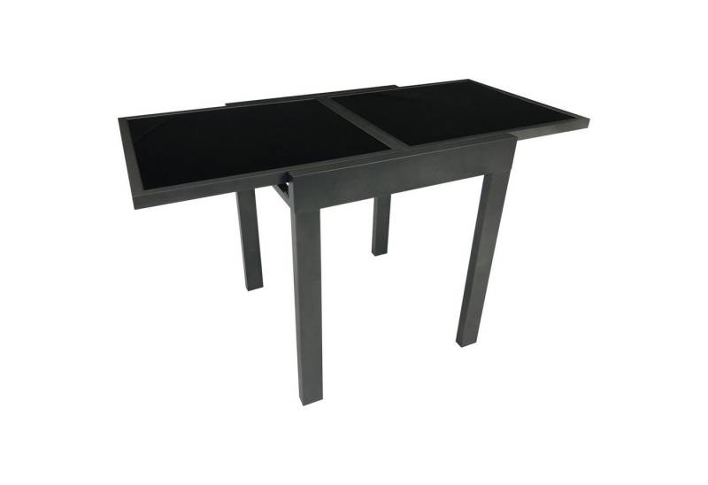 TPFGarden Gartentisch WALES (Balkontisch - Aluminiumgestell in schwarz - Tischplatte Glas, Hochwertiger Gartentisch ausziehbar von 65cm auf 130cm), Esstisch - Terrassentisch - Maße (BxHxT): 65 x 74 x 65 - 130 cm von TPFGarden