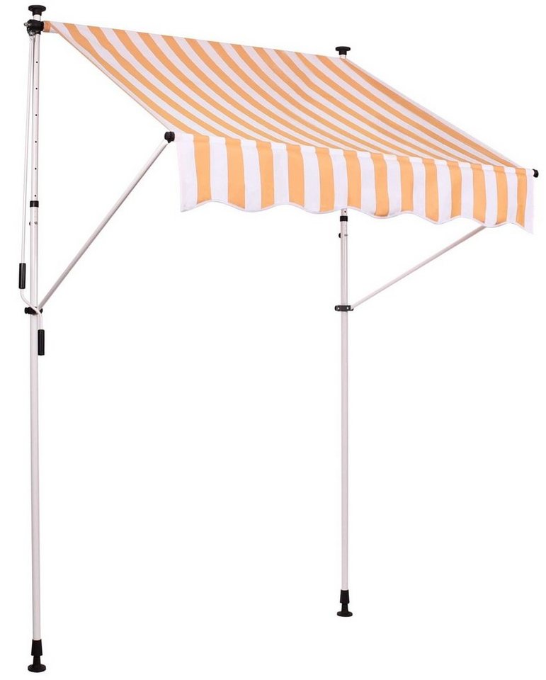 TPFGarden Klemmmarkise Wendy - Sonnenschutz für Mietwohnungen, Balkone, Terrassen (Hochwertige Balkonmarkise aus UV-beständigem Polyester, 1-St., Stabile Outdoor-Markise - Sonnenschutzfaktor UV50) Rostfreies Edelstahlgestell - Maße (BxT): 150 x 120 cm - weiß/gelb von TPFGarden