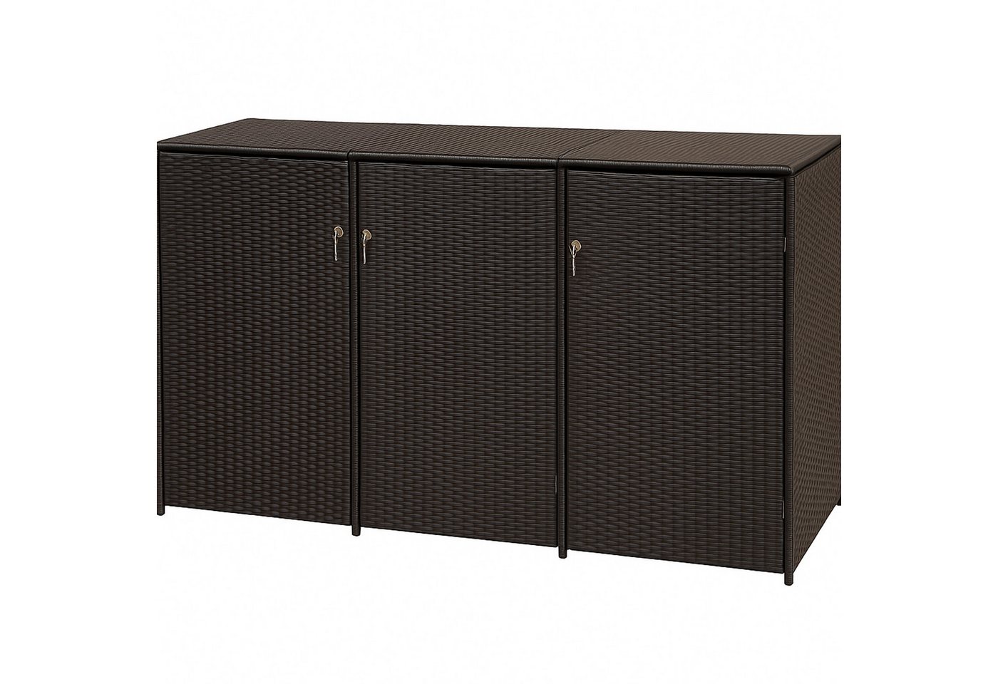 TPFGarden Mülltonnenbox BELFAST (Mülltonnenverkleidung für 3 Tonnen - 120L - Metall - Polyrattan mocca, Praktische Box für 120 L Tonnen in modernem, edlem Polyrattan Design), Premium Mülltonnenhaus - Maße (BxHxT): 189 x 109 x 66 cm von TPFGarden