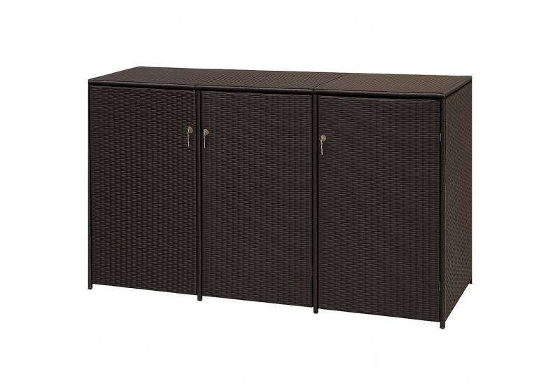 TPFGarden Mülltonnenbox BELFAST (Mülltonnenverkleidung für 3 Tonnen - 120L - Metall - Polyrattan mocca, Praktische Box für 120 L Tonnen in modernem, edlem Polyrattan Design), Premium Mülltonnenhaus - Maße (BxHxT): 189 x 109 x 66 cm von TPFGarden