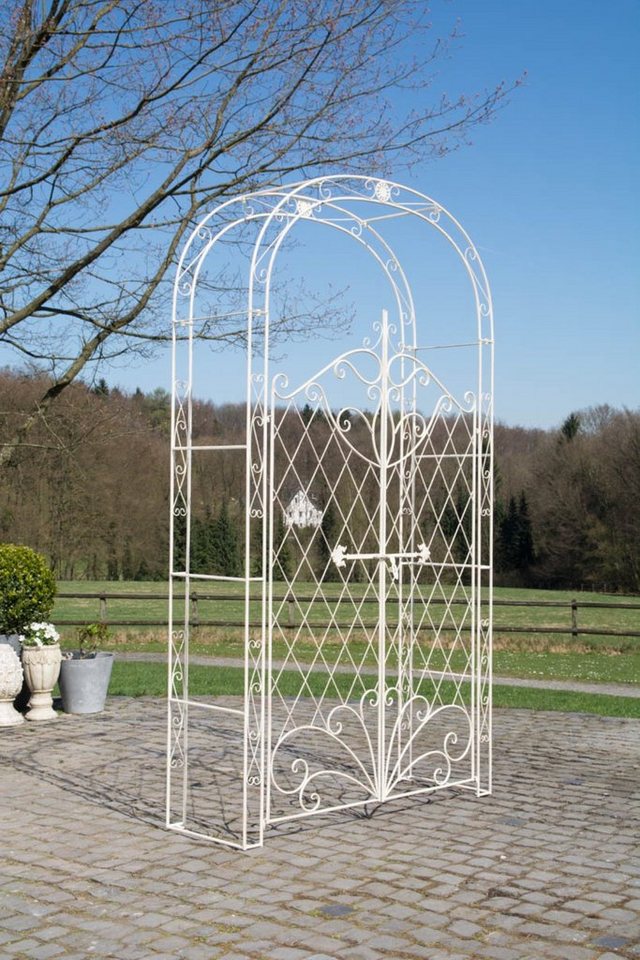 TPFGarden Rosenbogen Melia, Spalier - Rosenbogen mit Tor - Rankgitter aus massivem Eisen, Rosengitter - Kletterhilfe - Maße (HxBxT) 220 x 120 x 40cm von TPFGarden
