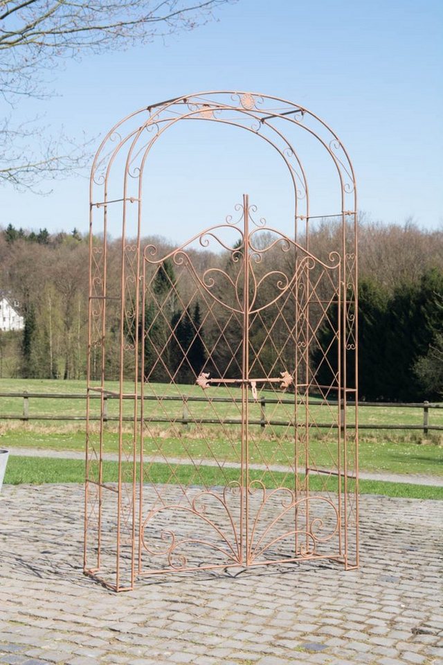 TPFGarden Rosenbogen Melia, Spalier - Rosenbogen mit Tor - Rankgitter aus massivem Eisen, Rosengitter - Kletterhilfe - Maße (HxBxT) 220 x 120 x 40cm von TPFGarden