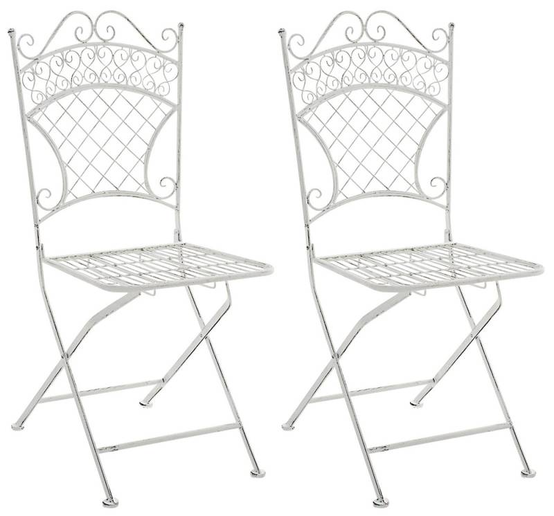 TPFGarden Wandregal Adelia einklappbar - für Garten, Balkon, Terrasse - Farbe: antik weiß, Hochwertiger und stabiler Metallstuhl aus handgefertigtem Eisen 2-tlg., Balkonstuhl, Bistrostuhl - Maße (TxBxH): 37 x 42 x 94cm von TPFGarden