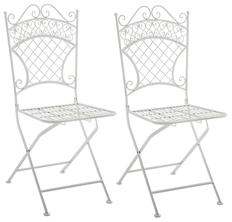 TPFGarden Wandregal Adelia einklappbar - für Garten, Balkon, Terrasse - Farbe: antik weiß, Hochwertiger und stabiler Metallstuhl aus handgefertigtem Eisen 2-tlg., Balkonstuhl, Bistrostuhl - Maße (TxBxH): 37 x 42 x 94cm von TPFGarden