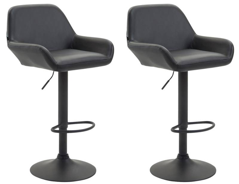 TPFLiving 2er Set Barhocker Bragnum Gestell schwarz Kunstleder - Schwarz von TPFLiving