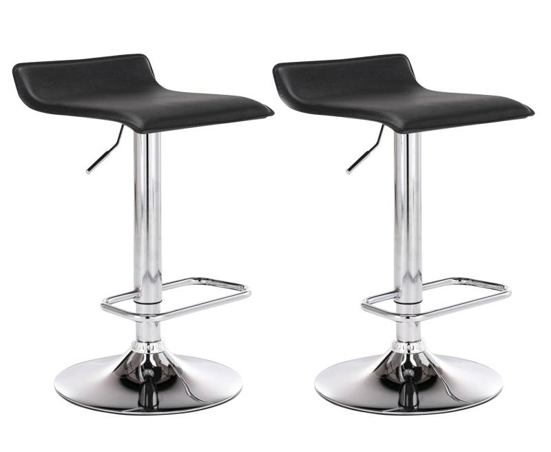 TPFLiving 2er Set Barhocker Dynasty One Gestell Metall in Chromoptik Kunstleder - Schwarz von TPFLiving
