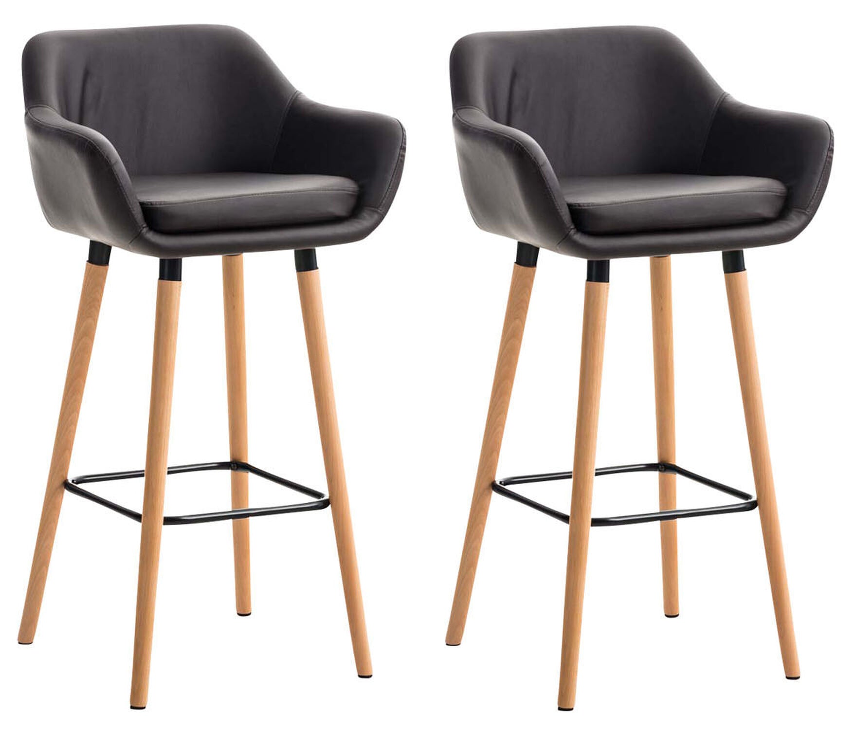 TPFLiving 2er Set Barhocker Grande Gestell Holz Kunstleder - Braun TPFLiving 2er Set Barhocker Grande Gestell Holz Kunstleder - Braun von TPFLiving