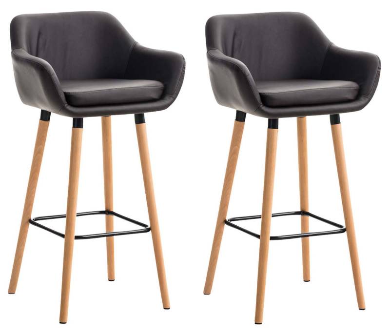 TPFLiving 2er Set Barhocker Grande Gestell Holz Kunstleder - Braun von TPFLiving
