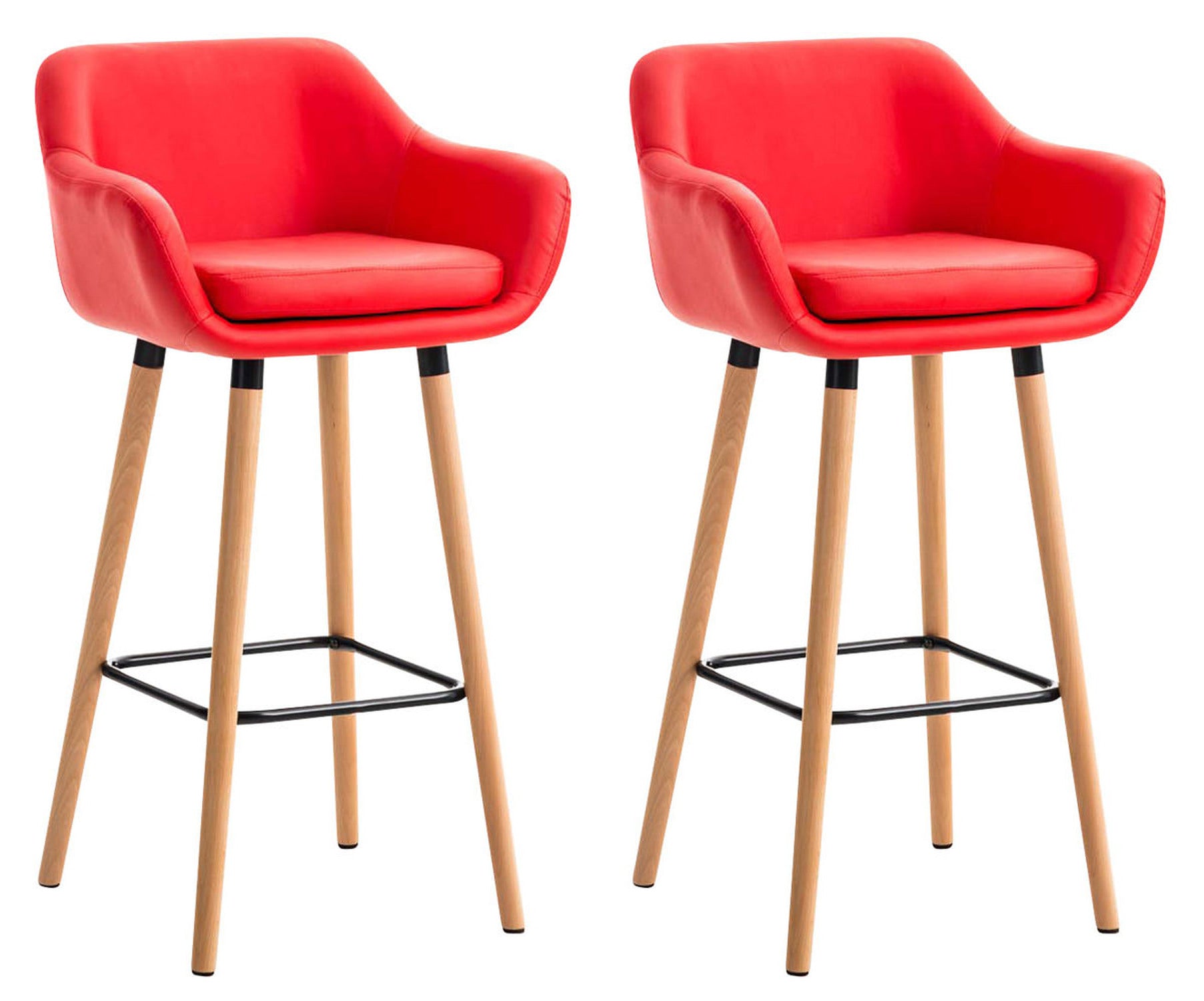 TPFLiving 2er Set Barhocker Grande Gestell Holz Kunstleder - Rot TPFLiving 2er Set Barhocker Grande Gestell Holz Kunstleder - Rot von TPFLiving