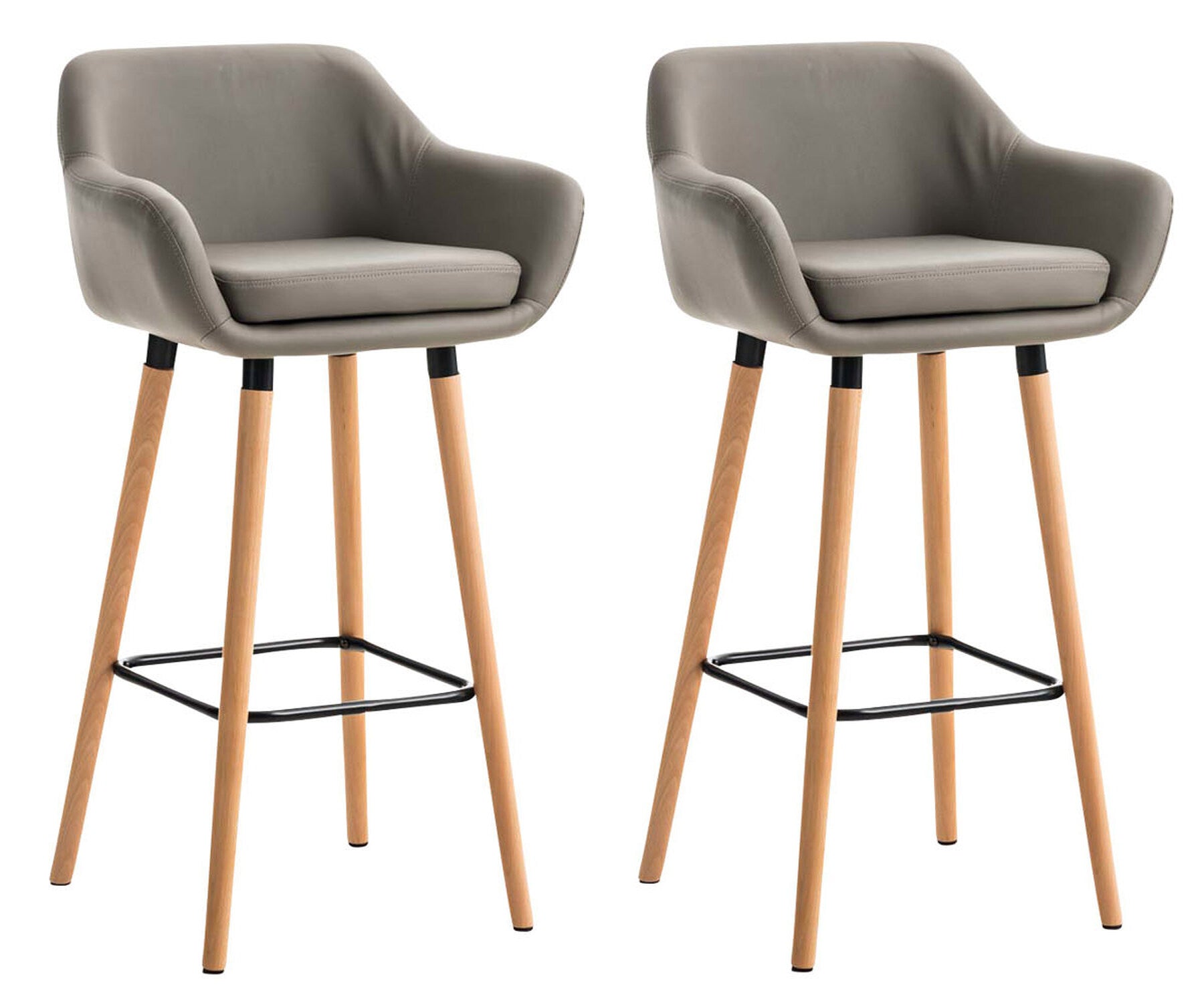 TPFLiving 2er Set Barhocker Grande Gestell Holz Kunstleder - Taupe TPFLiving 2er Set Barhocker Grande Gestell Holz Kunstleder - Taupe von TPFLiving