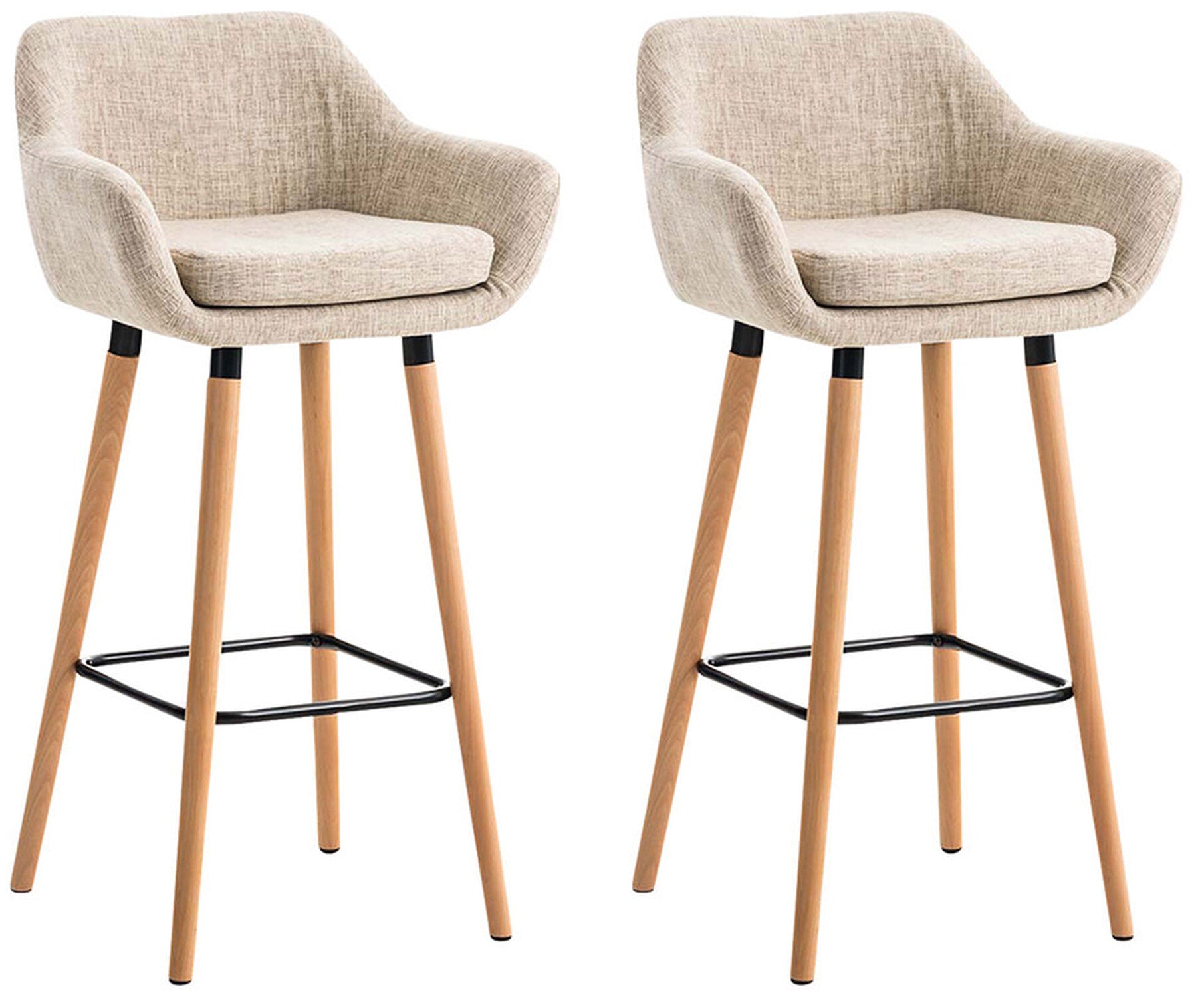 TPFLiving 2er Set Barhocker Grande Gestell Holz Stoff - Creme TPFLiving 2er Set Barhocker Grande Gestell Holz Stoff - Creme von TPFLiving