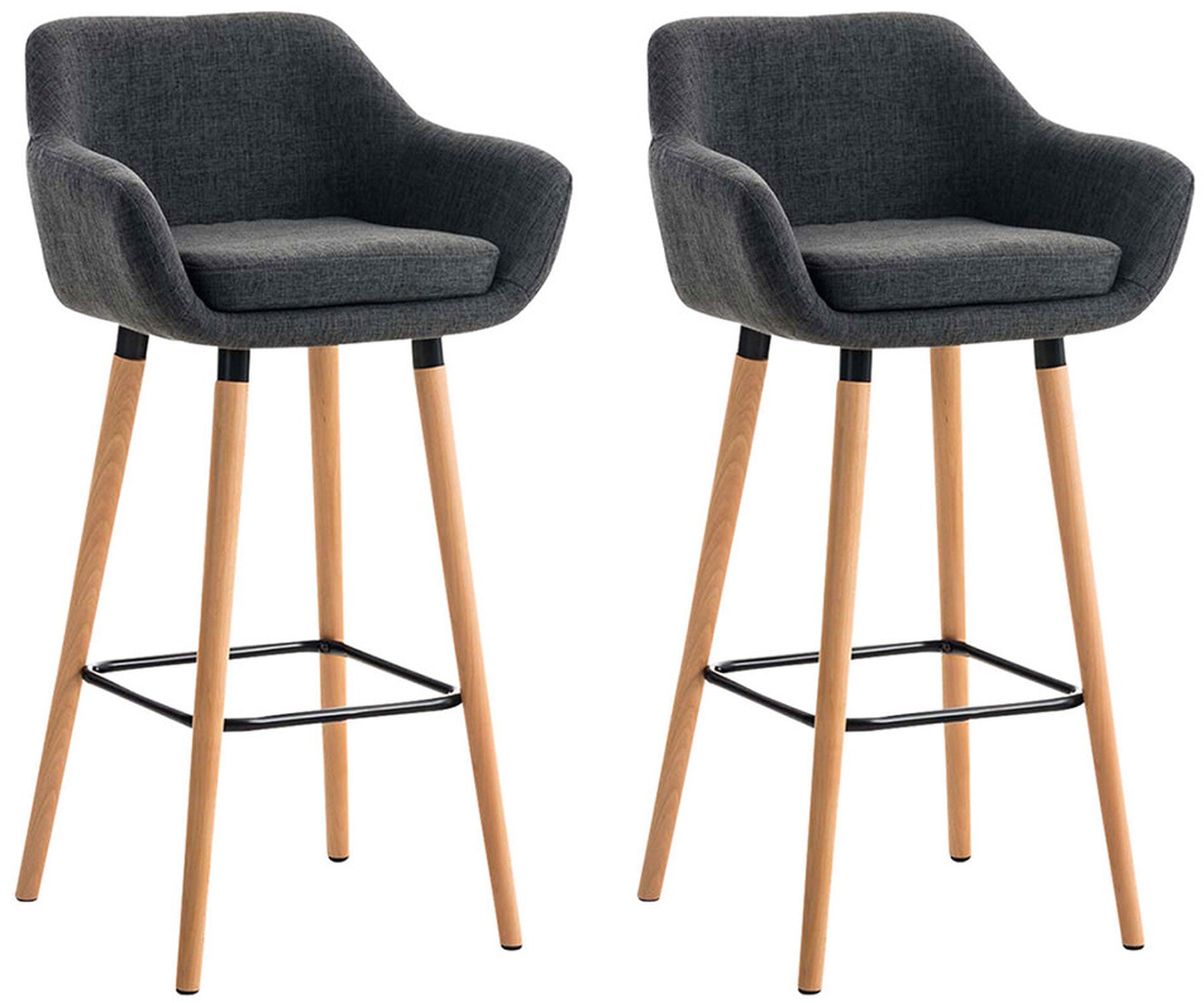 TPFLiving 2er Set Barhocker Grande Gestell Holz Stoff - Dunkelgrau TPFLiving 2er Set Barhocker Grande Gestell Holz Stoff - Dunkelgrau von TPFLiving