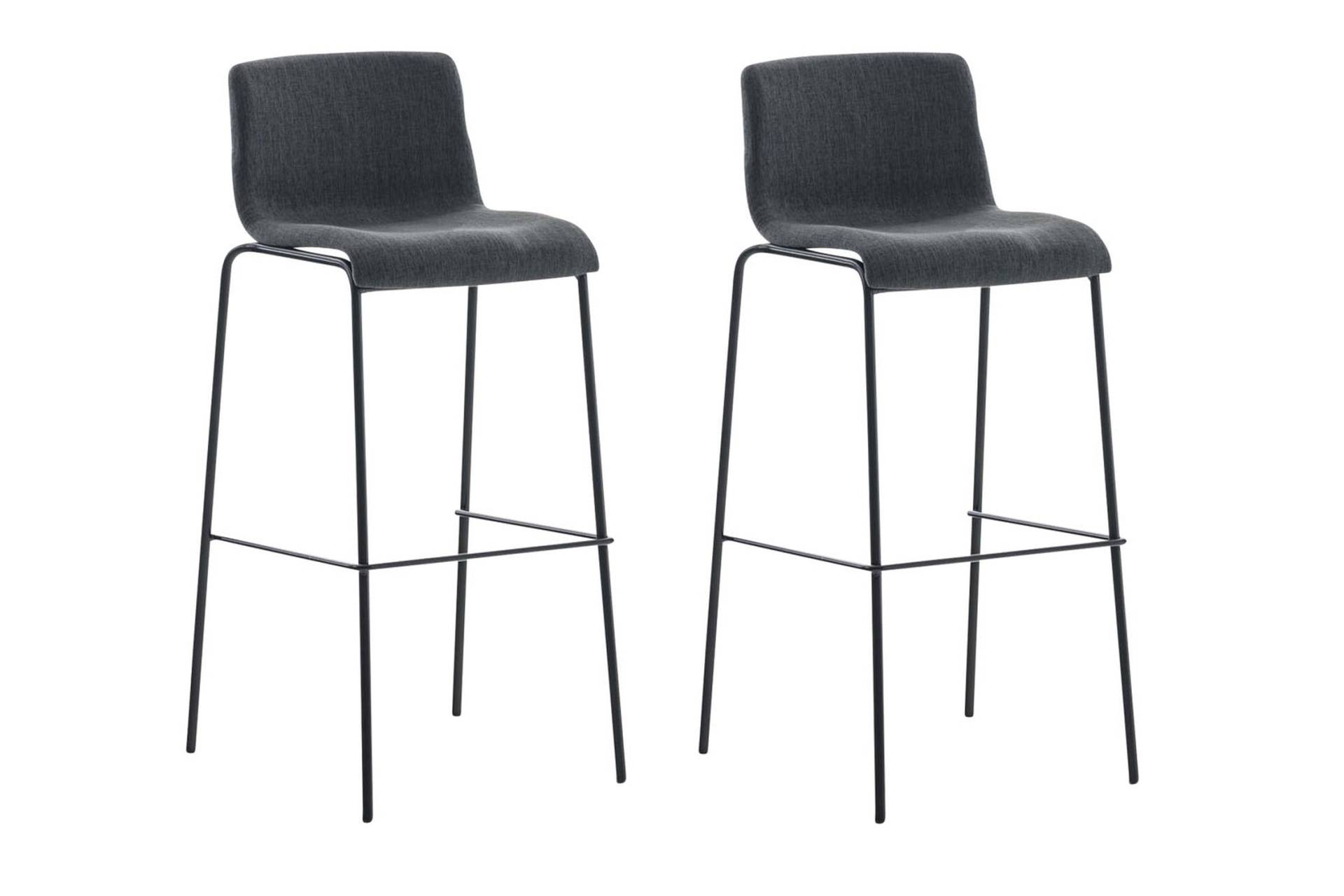 TPFLiving 2er Set Barhocker Hope 4-Fuß Gestell schwarz Stoff - Dunkelgrau von TPFLiving