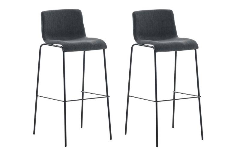 TPFLiving 2er Set Barhocker Hope 4-Fuß Gestell schwarz Stoff - Dunkelgrau von TPFLiving