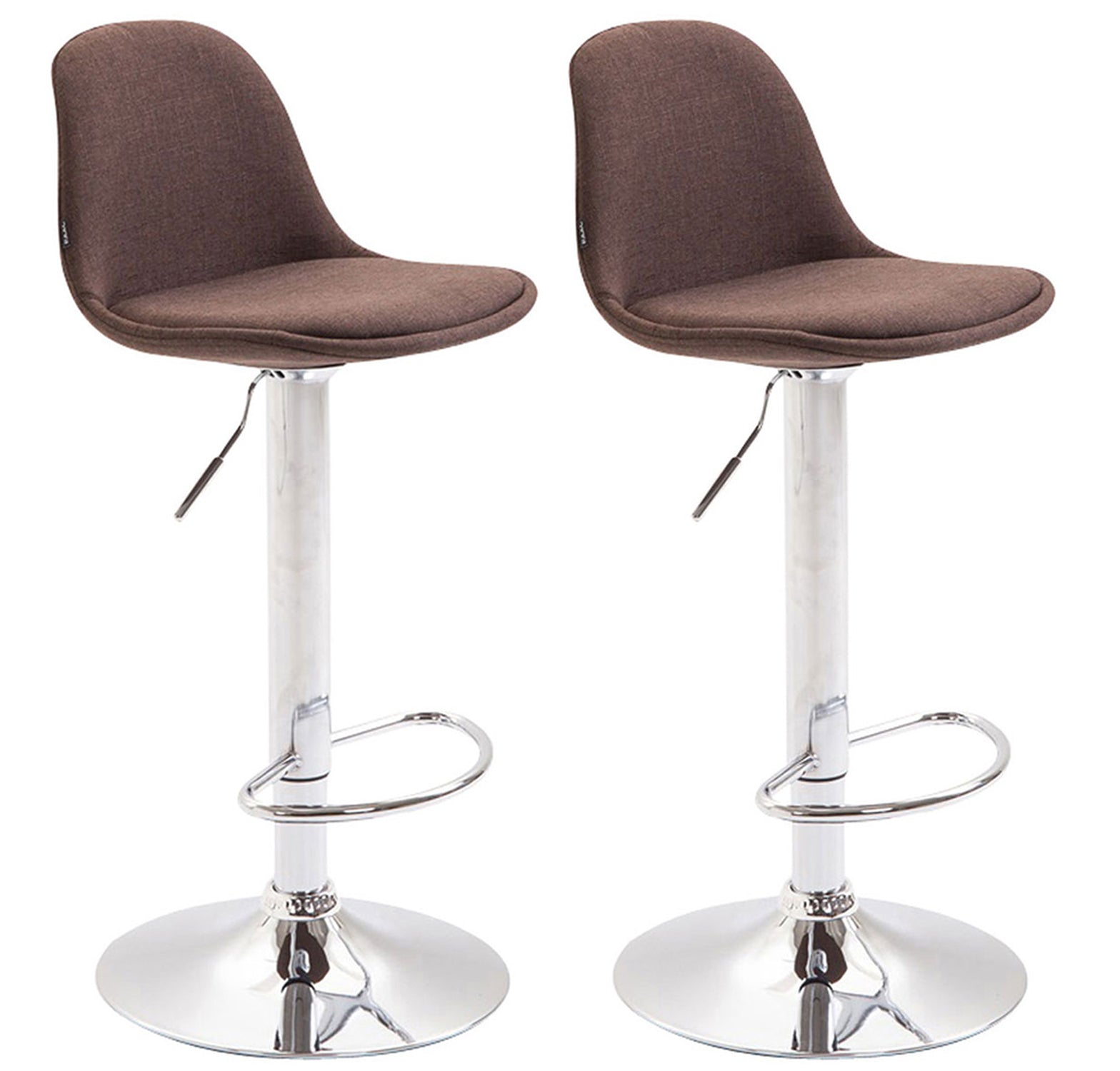 TPFLiving 2er Set Barhocker Kilian Gestell Metall in Chromoptik Stoff - Braun TPFLiving 2er Set Barhocker Kilian Gestell Metall in Chromoptik Stoff - Braun von TPFLiving