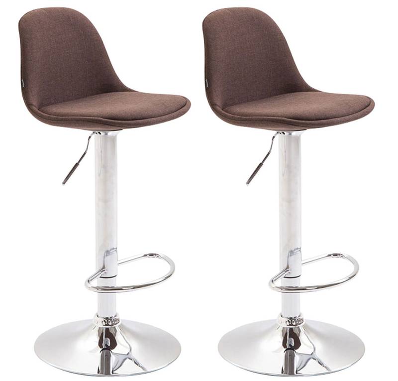 TPFLiving 2er Set Barhocker Kilian Gestell Metall in Chromoptik Stoff - Braun von TPFLiving
