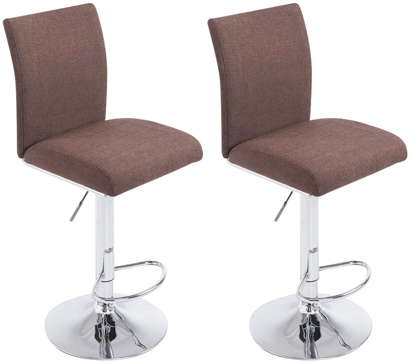 TPFLiving 2er Set Barhocker Kölle Gestell Metall in Chromoptik Stoff - Braun TPFLiving 2er Set Barhocker Kölle Gestell Metall in Chromoptik Stoff - Braun von TPFLiving