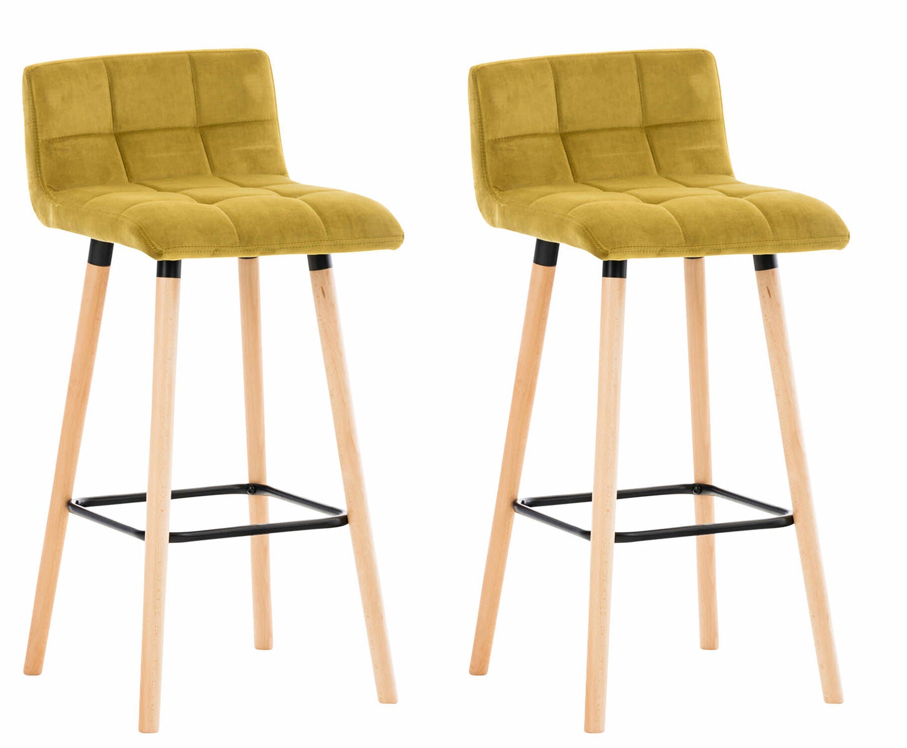 TPFLiving 2er Set Barhocker London Gestell Holz Natura Samt - Gelb TPFLiving 2er Set Barhocker London Gestell Holz Natura Samt - Gelb von TPFLiving