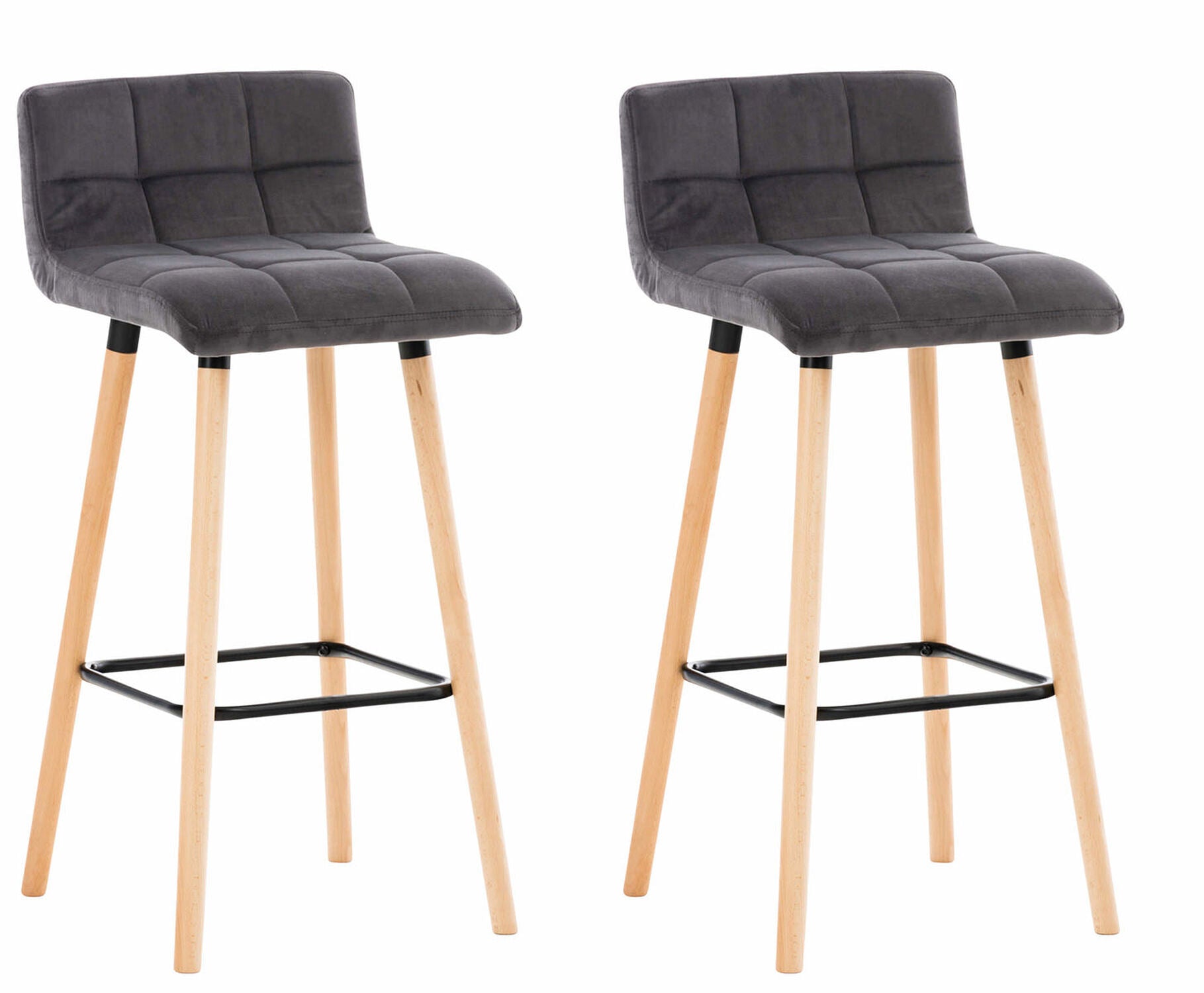 TPFLiving 2er Set Barhocker London Gestell Holz Natura Samt - Grau TPFLiving 2er Set Barhocker London Gestell Holz Natura Samt - Grau von TPFLiving