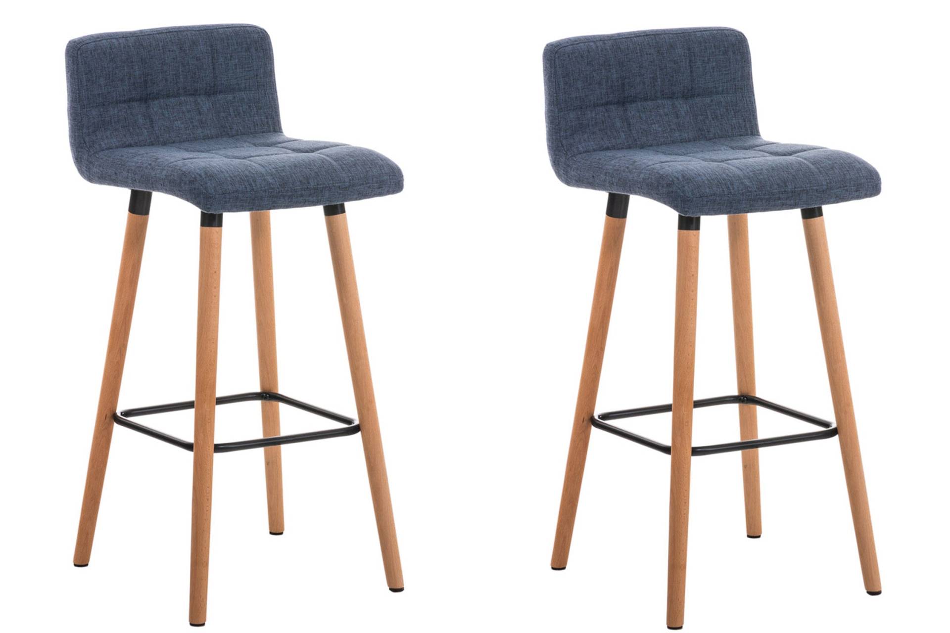 TPFLiving 2er Set Barhocker London Gestell Holz Natura Stoff - Blau TPFLiving 2er Set Barhocker London Gestell Holz Natura Stoff - Blau von TPFLiving