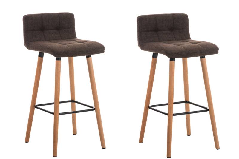 TPFLiving 2er Set Barhocker London Gestell Holz Natura Stoff - Braun von TPFLiving