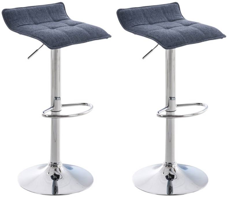 TPFLiving 2er Set Barhocker Medley Gestell Metall in Chromoptik Stoff - Blau von TPFLiving