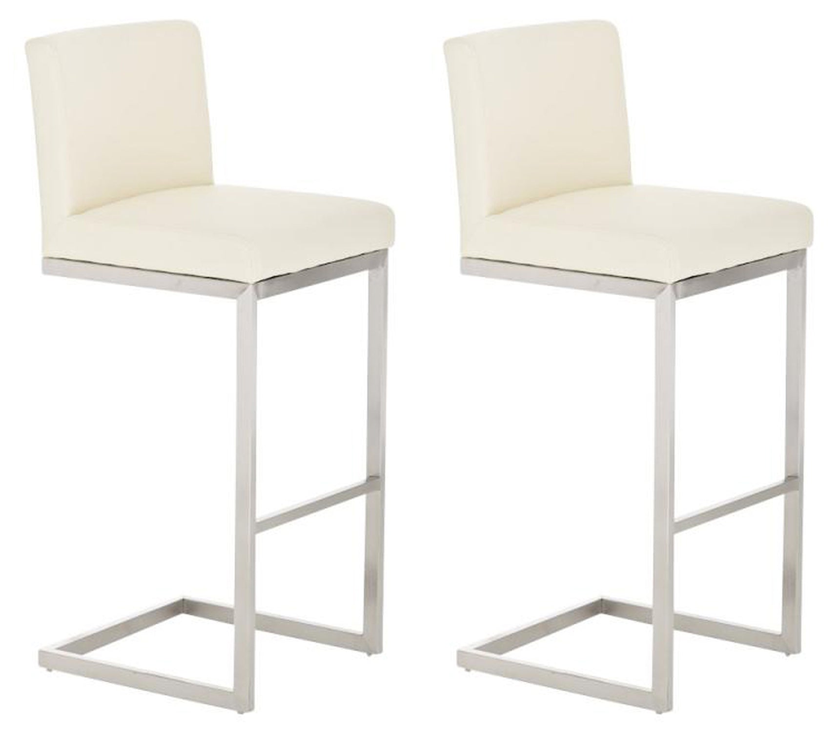 TPFLiving 2er Set Barhocker Paragon Gestell Edelstahl Kunstleder - Creme von TPFLiving