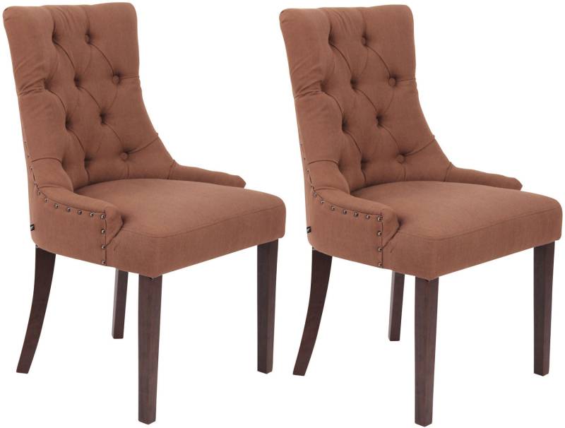TPFLiving 2er Set Esszimmerstuhl Aboli Stoff antik - Braun von TPFLiving